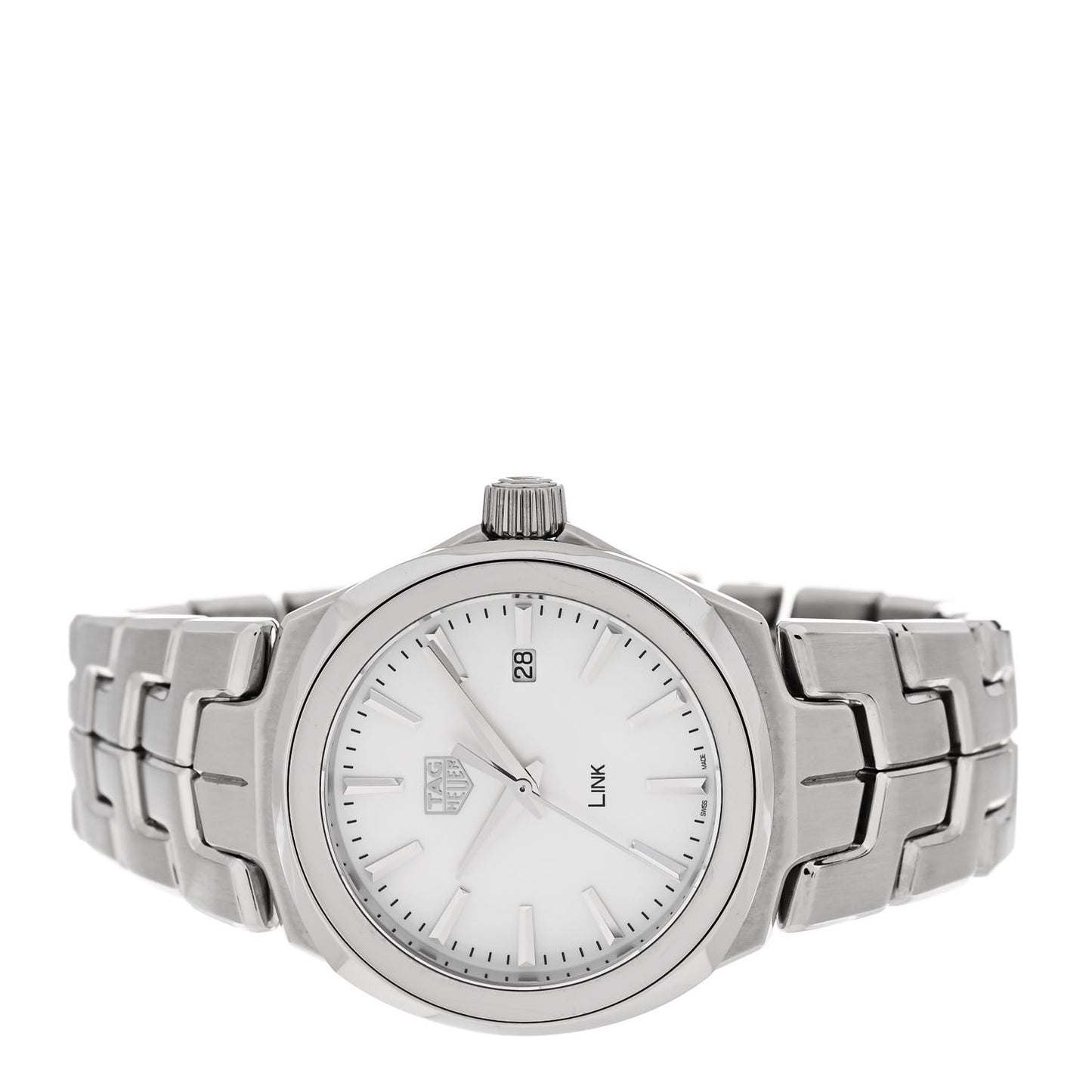Stainless Steel Mother of Pearl 32mm Link Lady Quartz Watch WBC1310