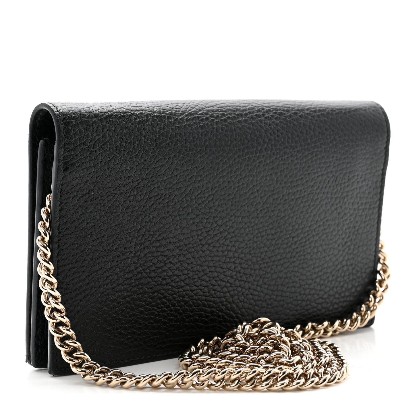 Dollar Calfskin Medium Betty Chain Wallet Black