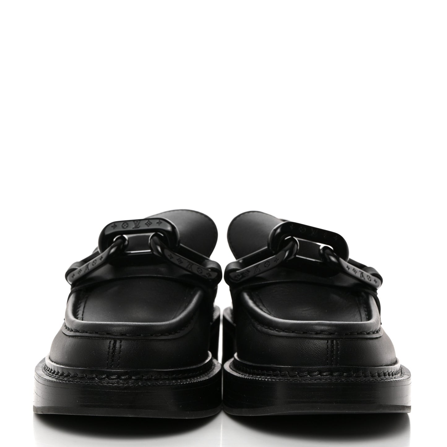 Calfskin Oversized Chain Academy Loafers 38 Black
