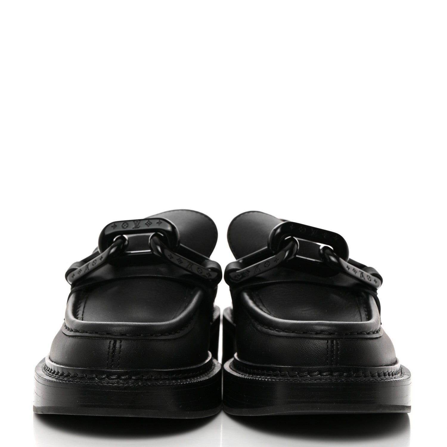Louis Vuitton Calfskin Oversized Chain Academy Loafers 38 Black 2 of 7