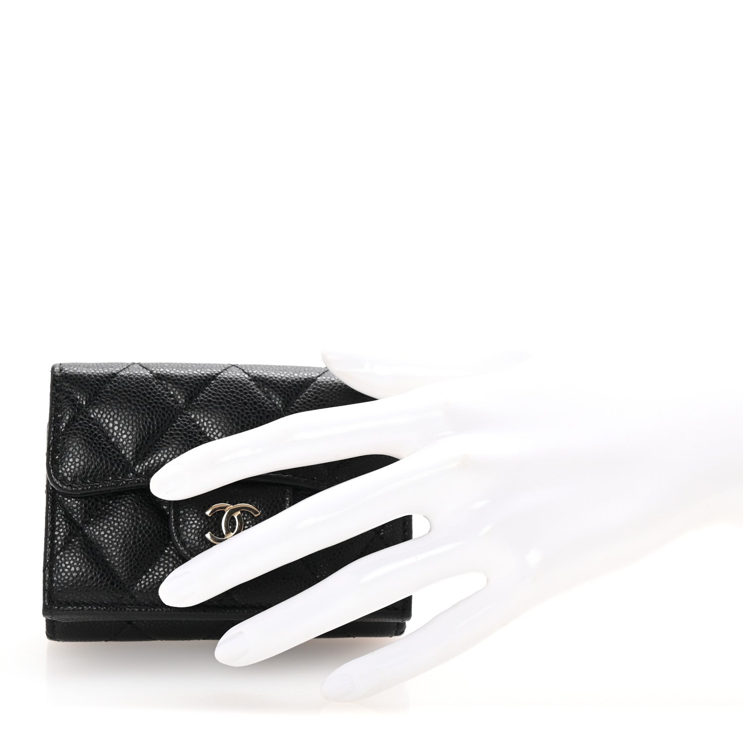 Chanel Caviar Quilted Tri-Fold Flap Wallet Black 2 of 9