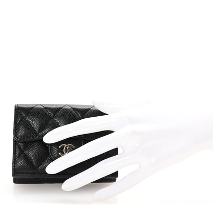 Chanel Caviar Quilted Tri-Fold Flap Wallet Black 2 of 9