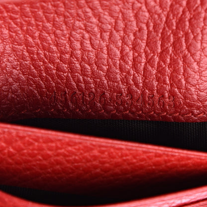 Gucci Pebbled Calfskin GG Marmont Card Case Hibiscus Red 6 of 7