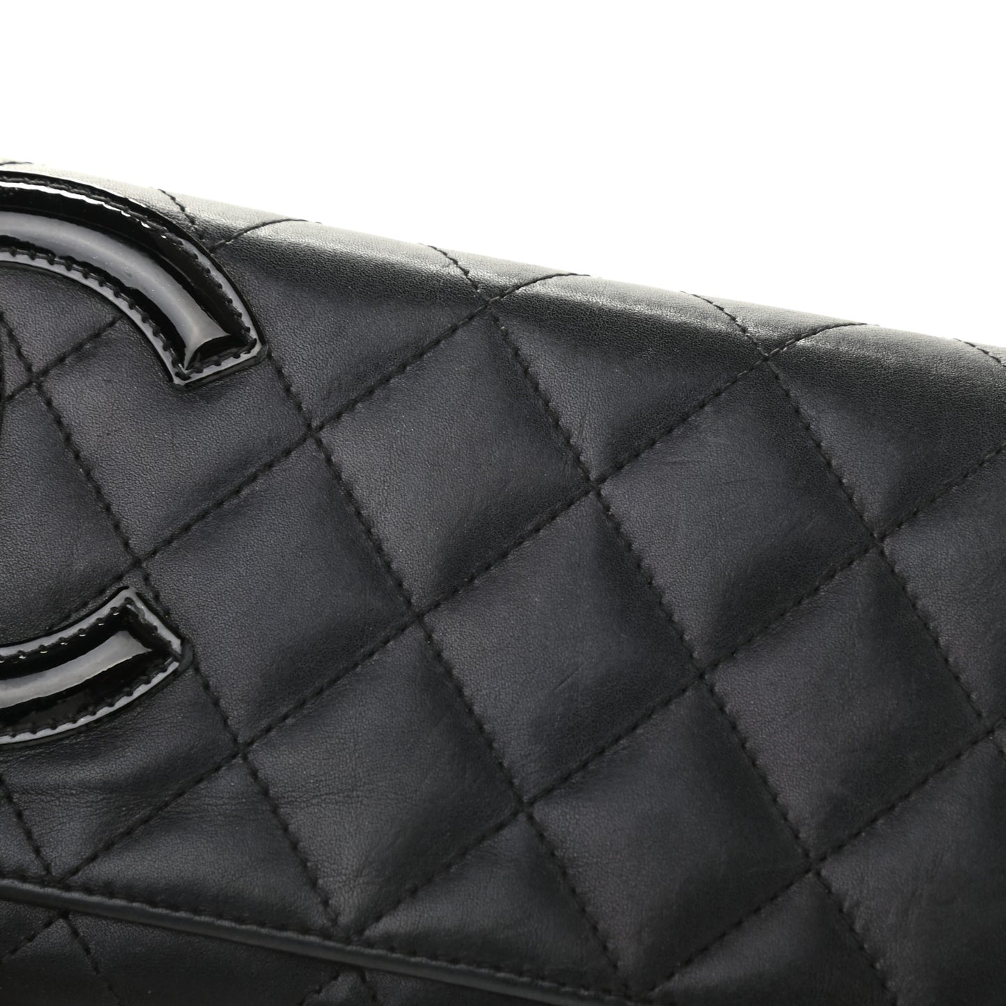 Calfskin Quilted Cambon Tri-Fold Wallet Black