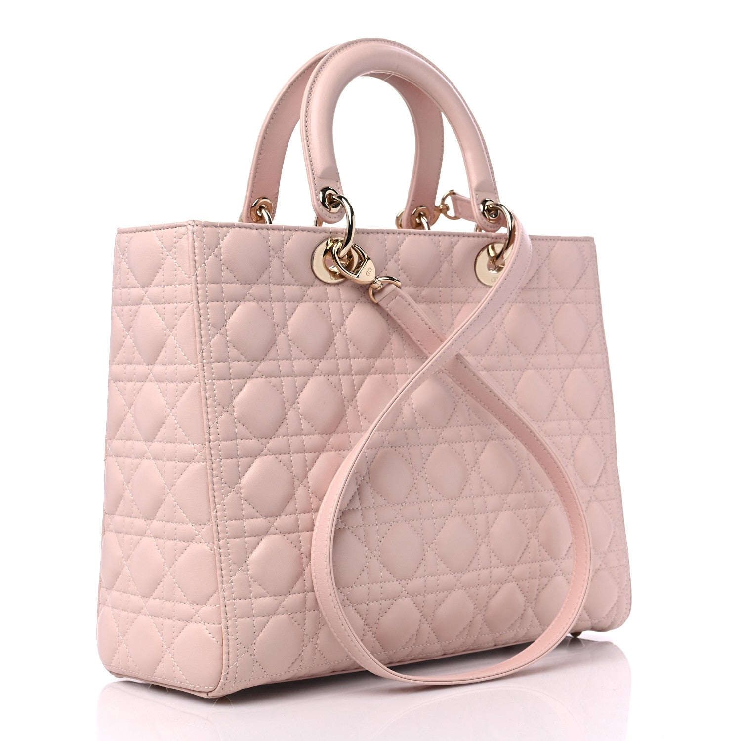 Christian Dior Lambskin Cannage Large Lady Dior Light Pink 2 of 12