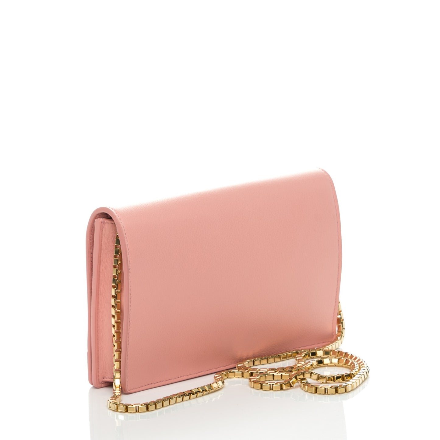 Veau Amp Plate Gold Chain Wallet Rose