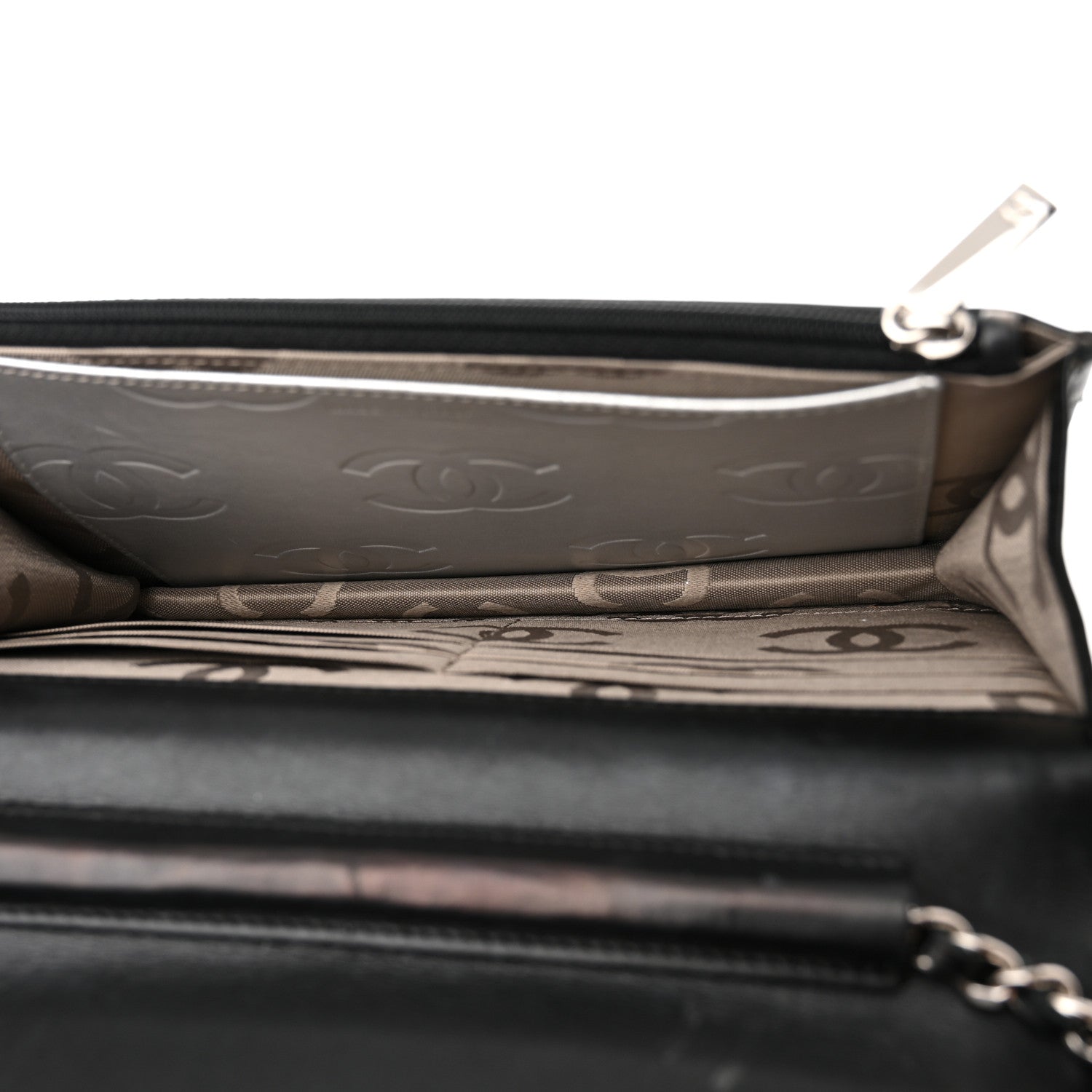 Chanel Calfskin Quilted Cambon Wallet on Chain WOC Black White 7 of 14