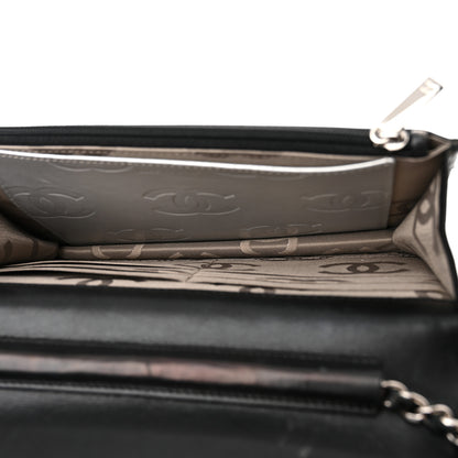 Chanel Calfskin Quilted Cambon Wallet on Chain WOC Black White 7 of 14