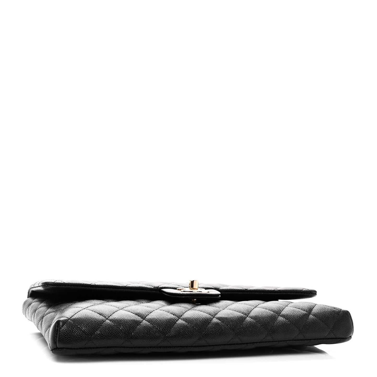 Caviar Quilted Flap Clutch Black