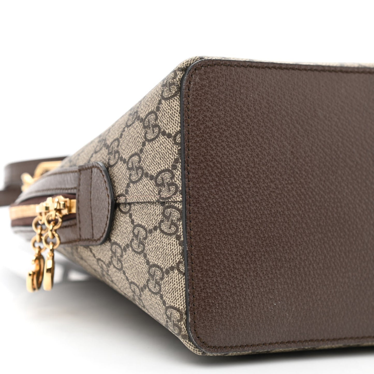 GG Supreme Monogram Web Medium Ophidia Top Handle Dome Bag Brown