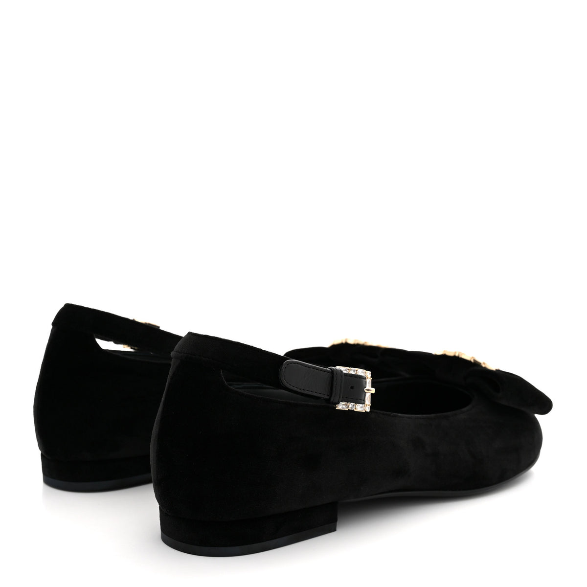 Velvet Strass CC Bow Mary Jane Flats 37.5 Black