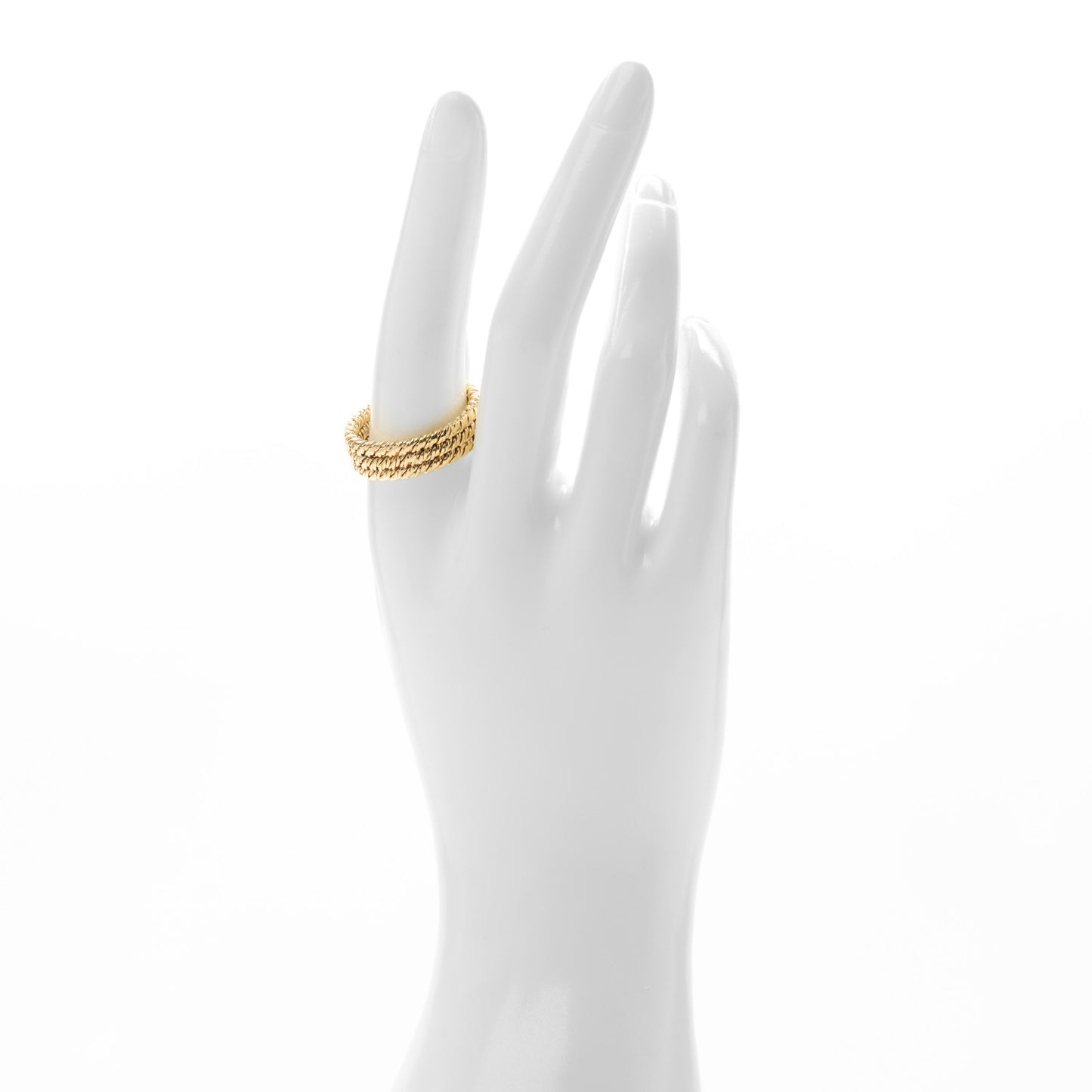 18K Yellow Gold Twisted Rope 3 Row Ring 63 10.25