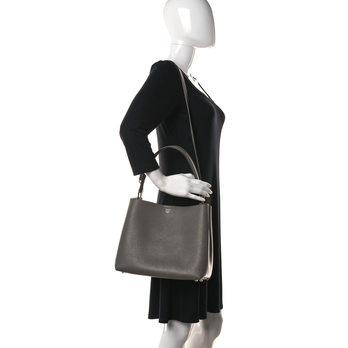 Grained Calfskin Sarah Medium Visetos Hobo Grey