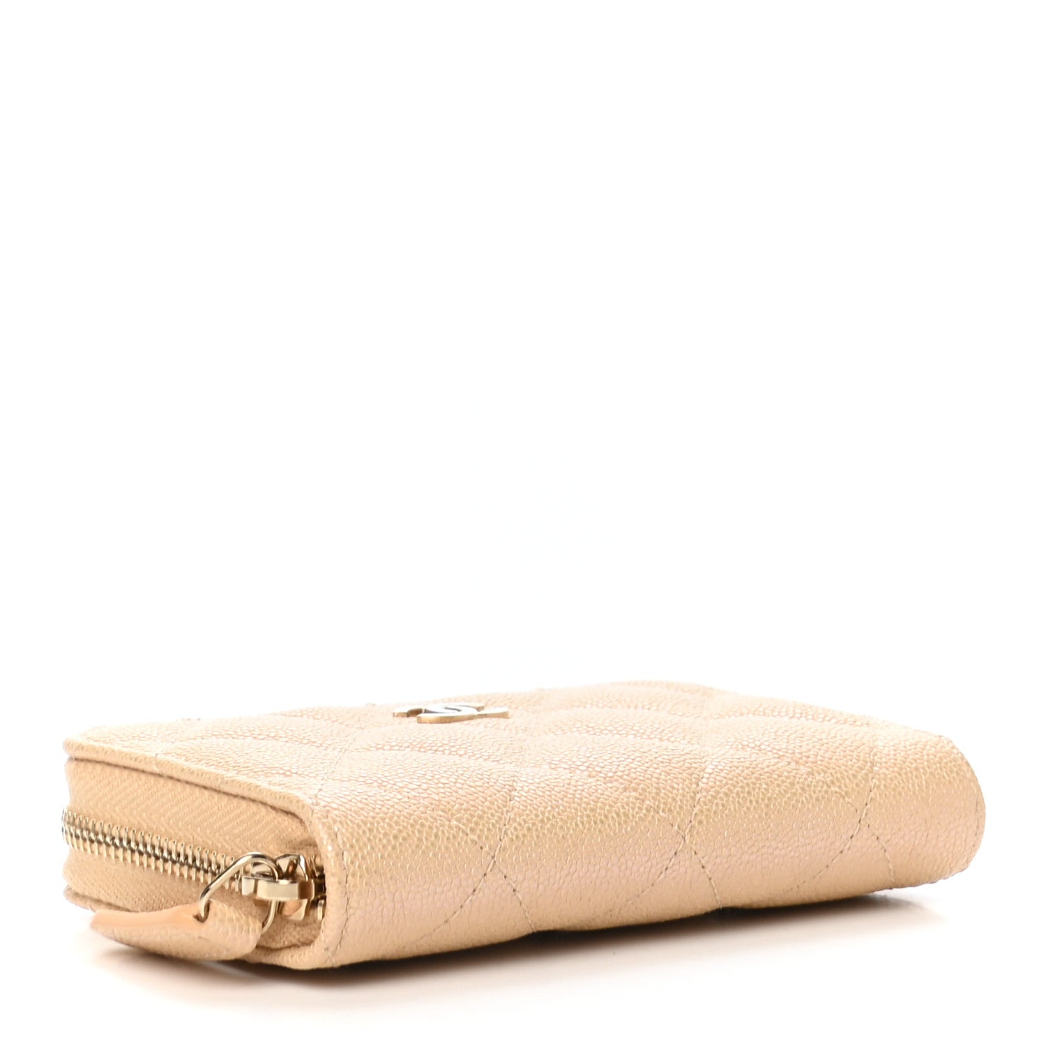 Chanel Iridescent Caviar Quilted Zip Around Coin Purse Beige 4 of 8
