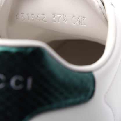 Gucci Calfskin Ayers Bee Embroidered Womens Ace Sneakers 37.5 White Green 10 of 11