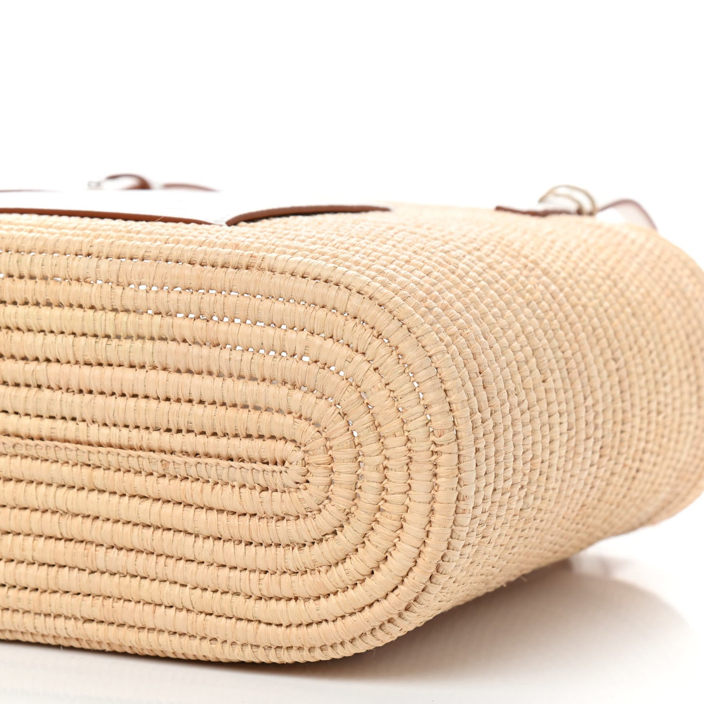 Raffia Square Basket Tote Bag Natural White