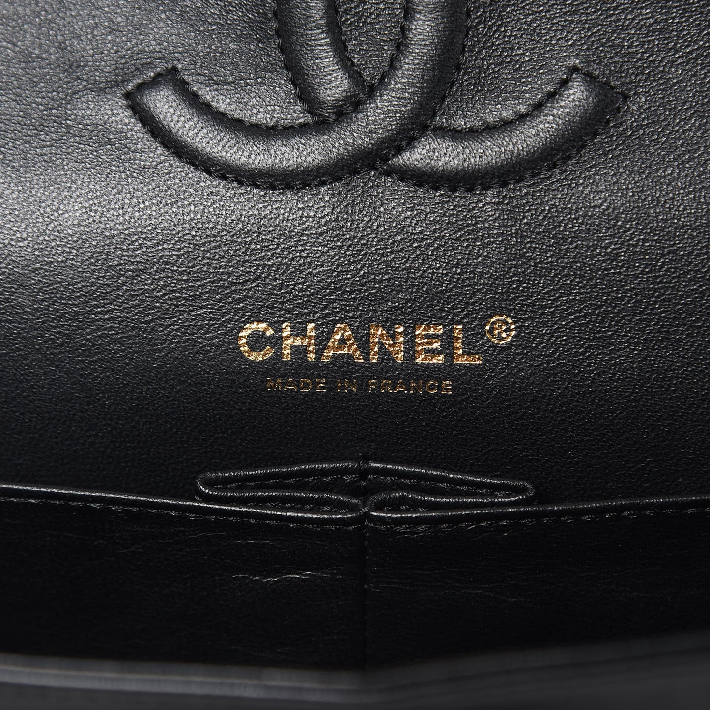 Lambskin Chevron Quilted Medium Double Flap Black
