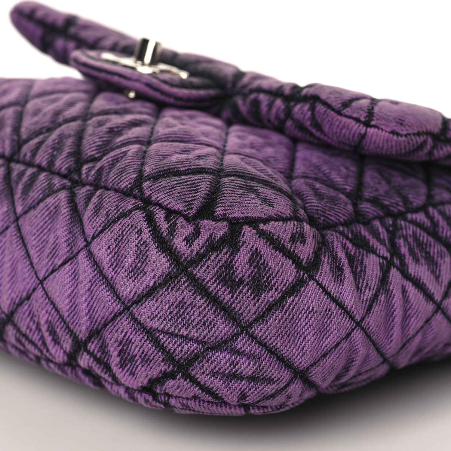 Chanel Washed Denim Quilted Small Denimpression Flap Violet Purple Black 9 of 9