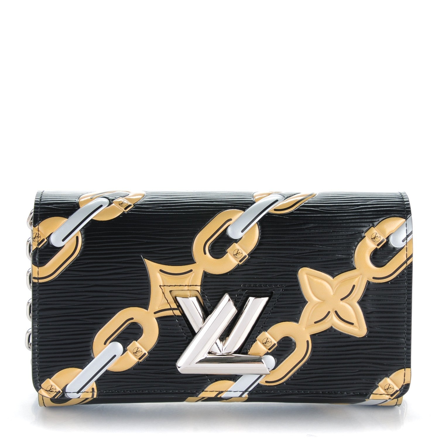 Louis Vuitton Epi Chain Flower Print Twist Chain Wallet Black 1 of 7