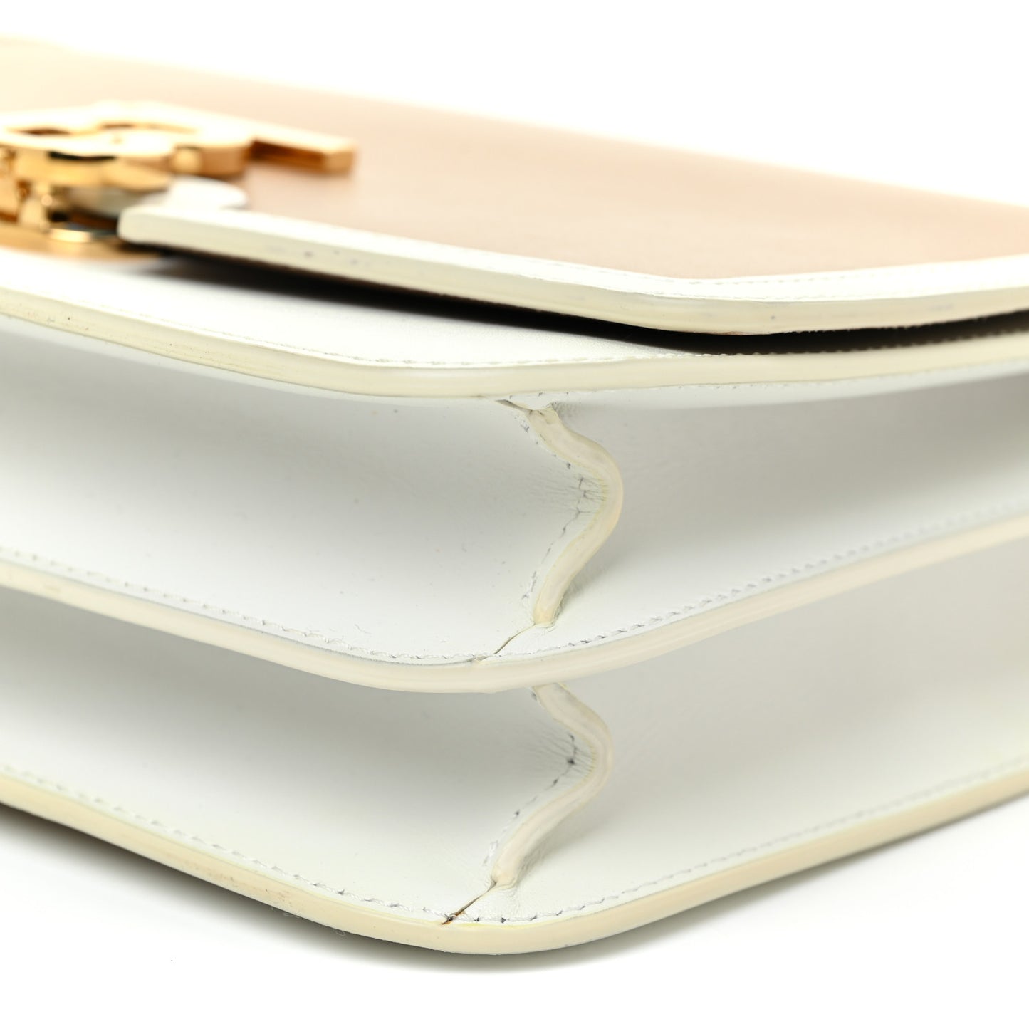 Calfskin Small TB Envelope Clutch Bag Chalk White Camel