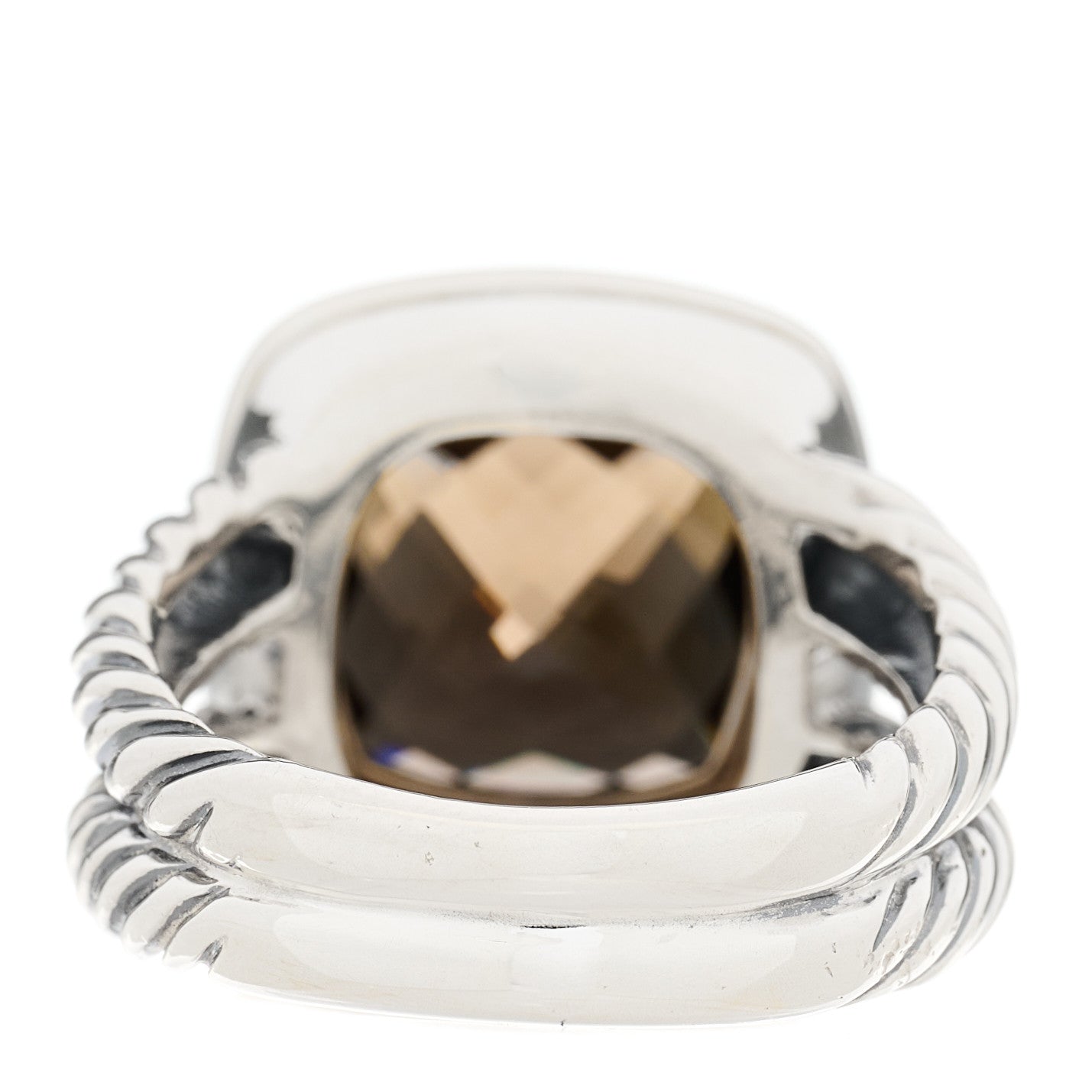 David Yurman Sterling Silver Smoky Quartz Diamond 11mm Albion Ring 54/7 3 of 6