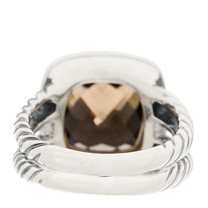 David Yurman Sterling Silver Smoky Quartz Diamond 11mm Albion Ring 54/7 3 of 6