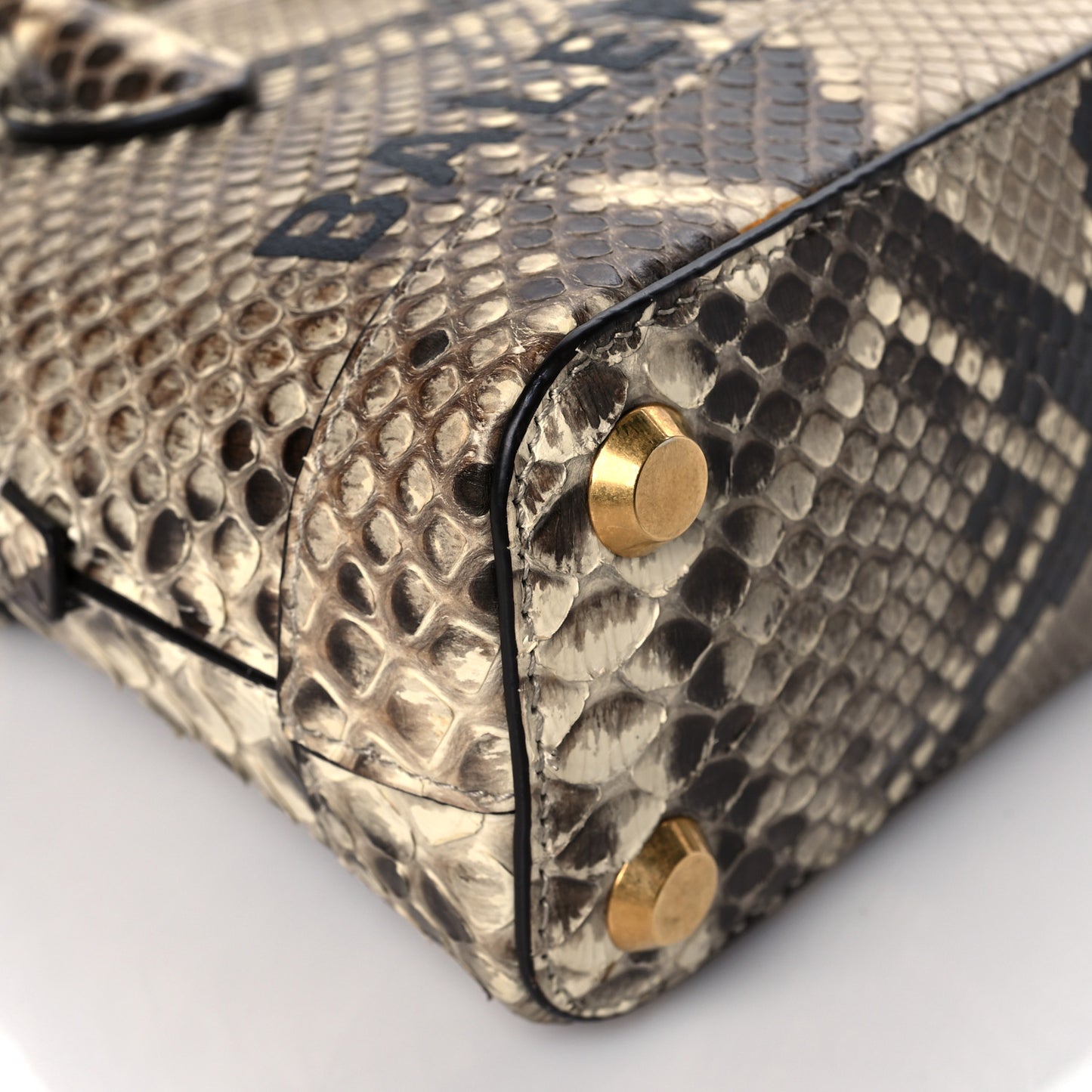 Python Logo XXS Ville Top Handle Bag Black Beige