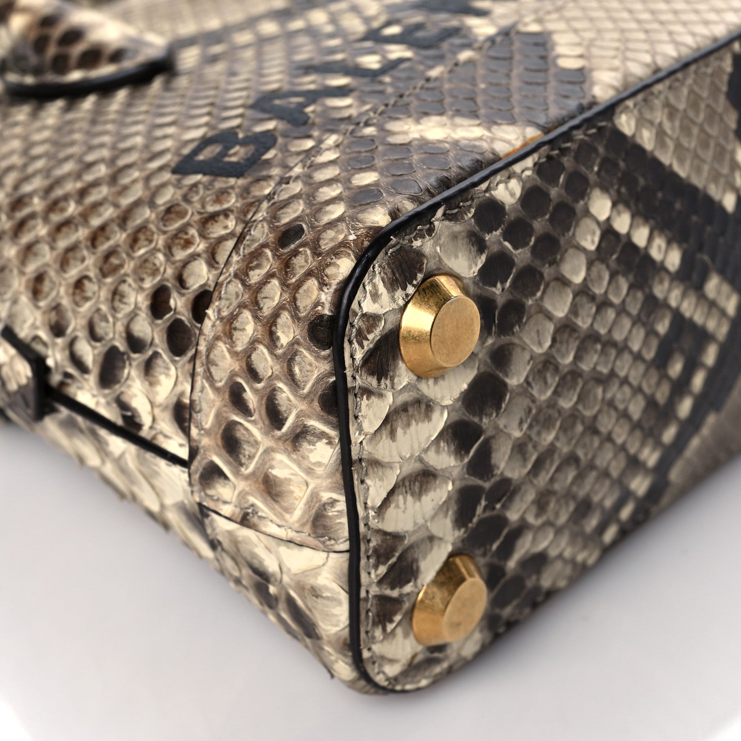 Balenciaga Python Logo XXS Ville Top Handle Bag Black Beige 8 of 9