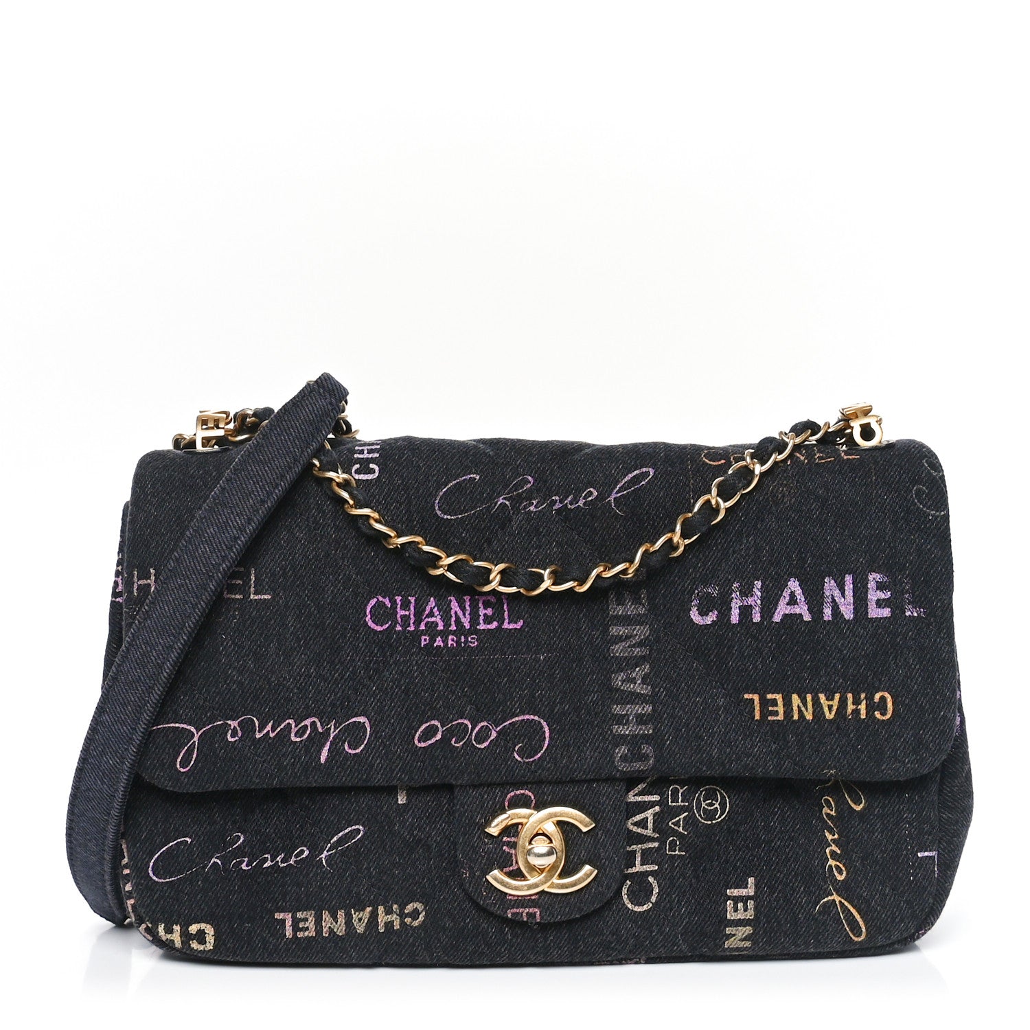 Chanel Denim Quilted Denim Mood Large Flap Black Multicolor 1 of 11