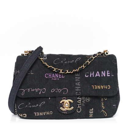 Chanel Denim Quilted Denim Mood Large Flap Black Multicolor 1 of 11