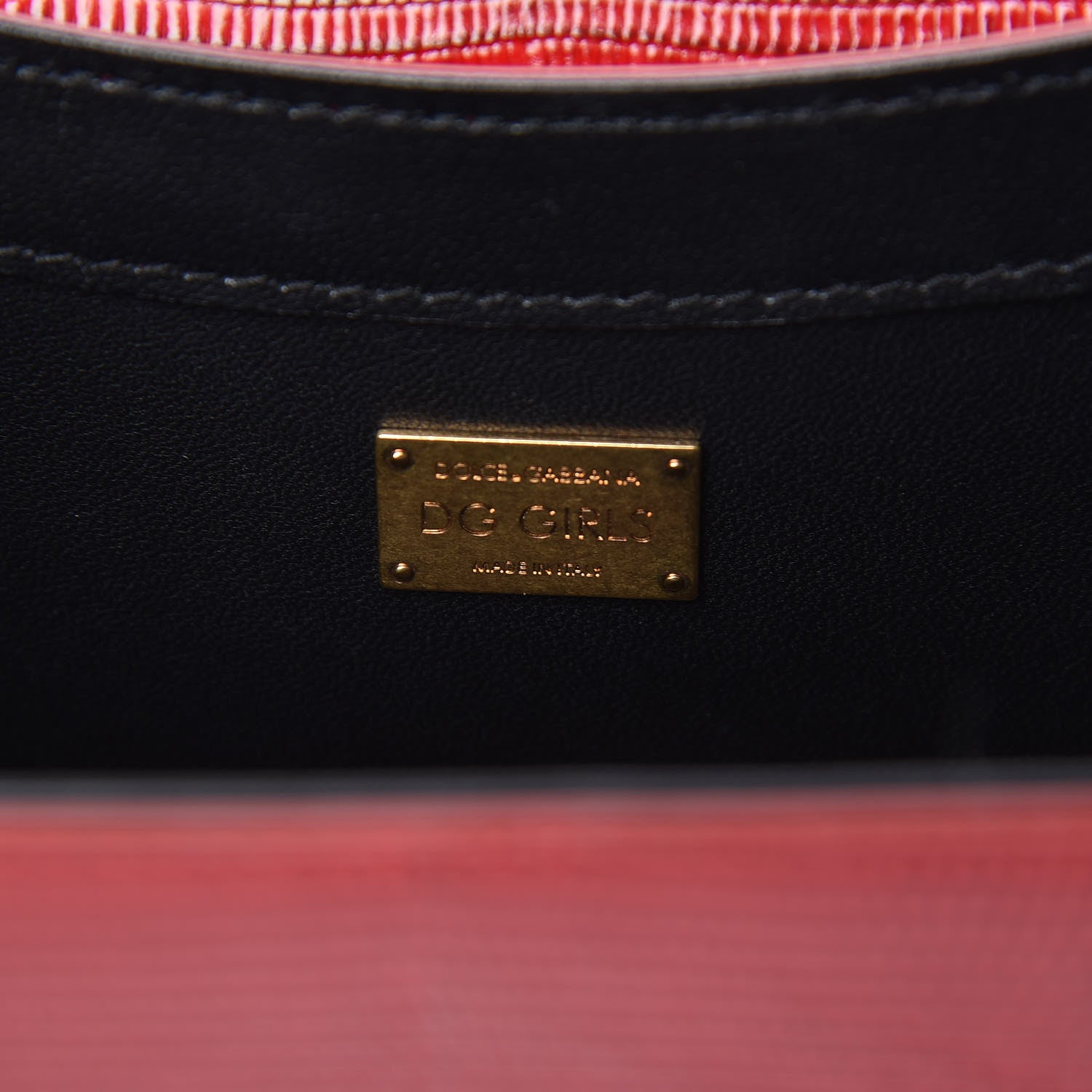 Dolce & Gabbana Velvet Lizard Calfskin Embossed DG Shoulder Bag Red 7 of 9