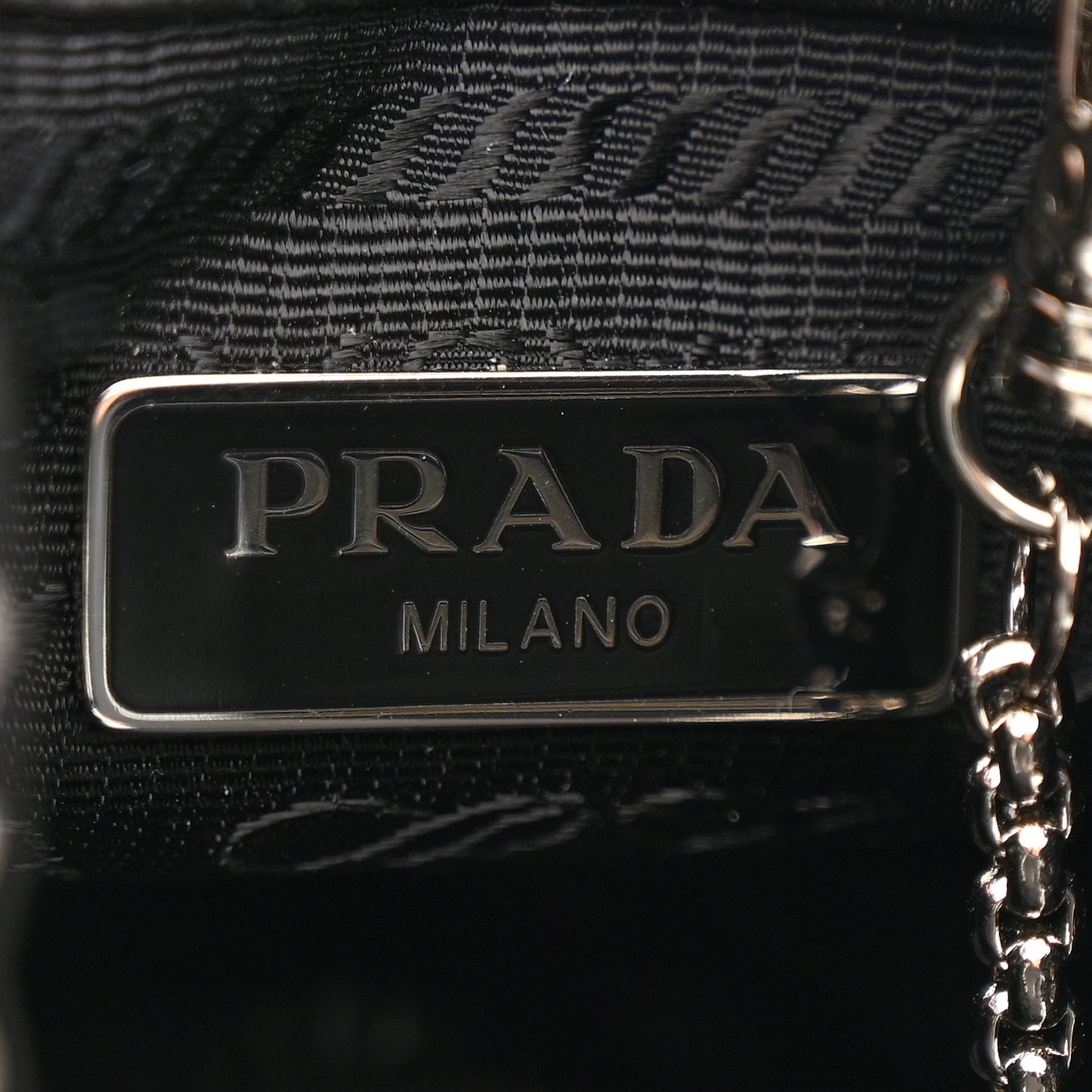 Satin Crystal Metal Triangle Logo Mini Drawcord Pouch Shoulder Bag Crystal