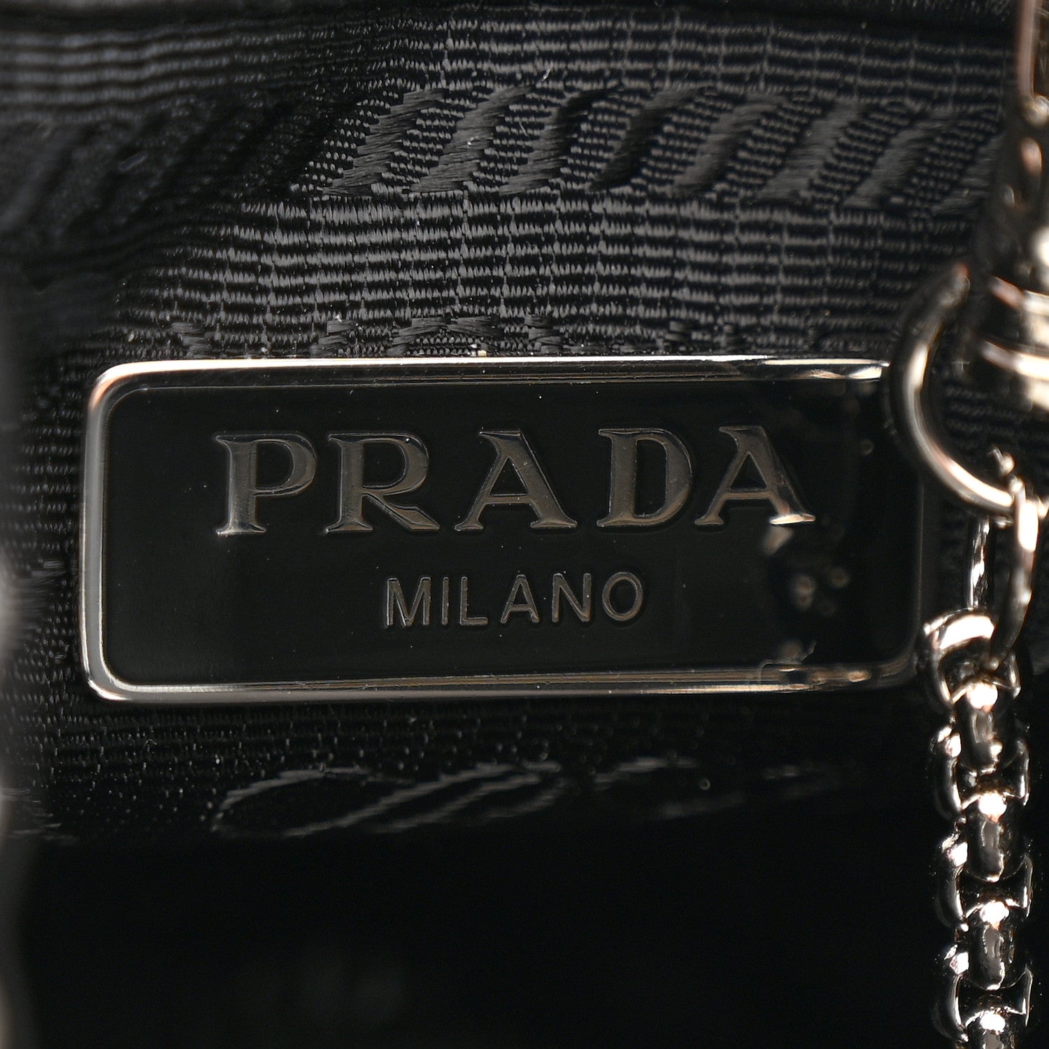 Prada Satin Crystal Metal Triangle Logo Mini Drawcord Pouch Shoulder Bag Crystal 6 of 11