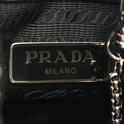 Prada Satin Crystal Metal Triangle Logo Mini Drawcord Pouch Shoulder Bag Crystal 6 of 11