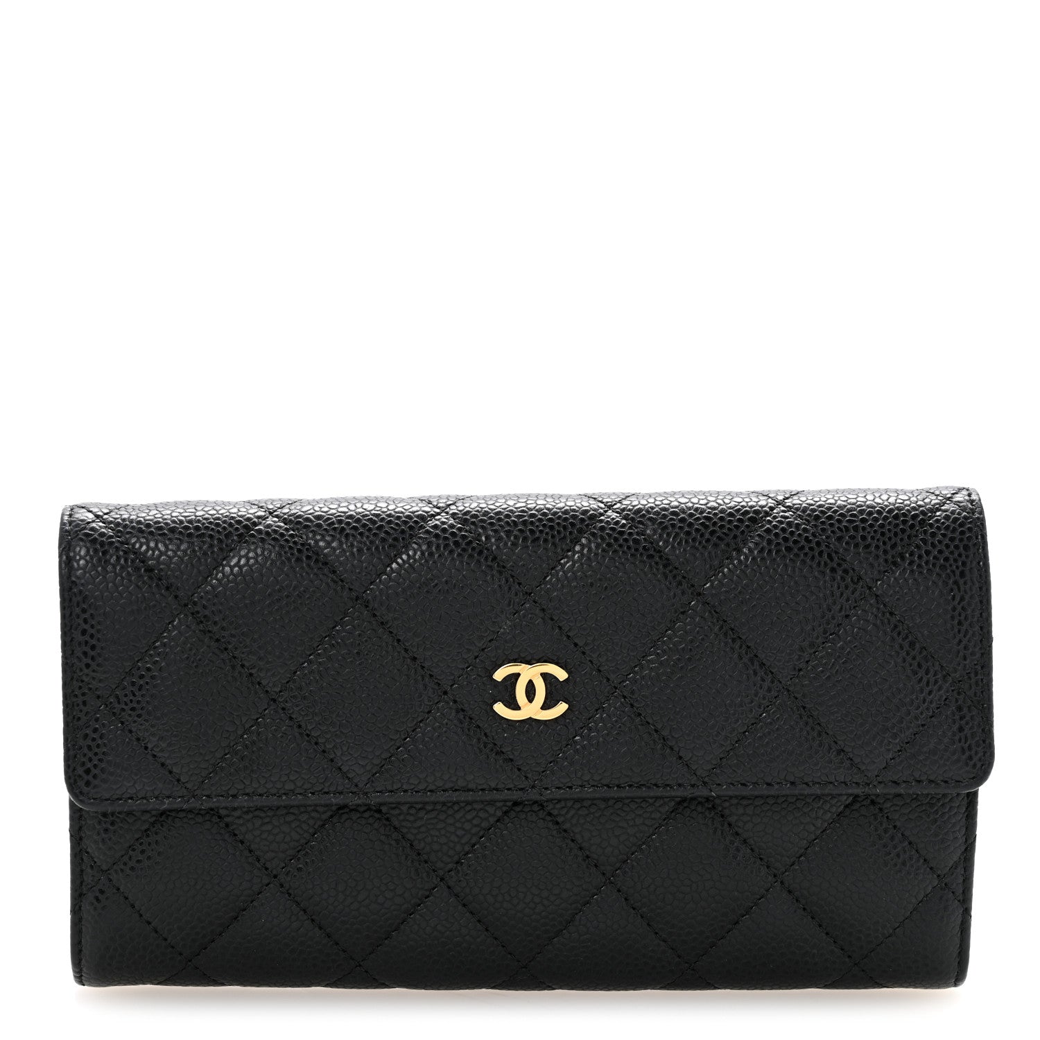 Chanel Caviar Quilted Large Gusset Flap Wallet Black 1 of 10