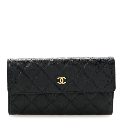 Chanel Caviar Quilted Large Gusset Flap Wallet Black 1 of 10