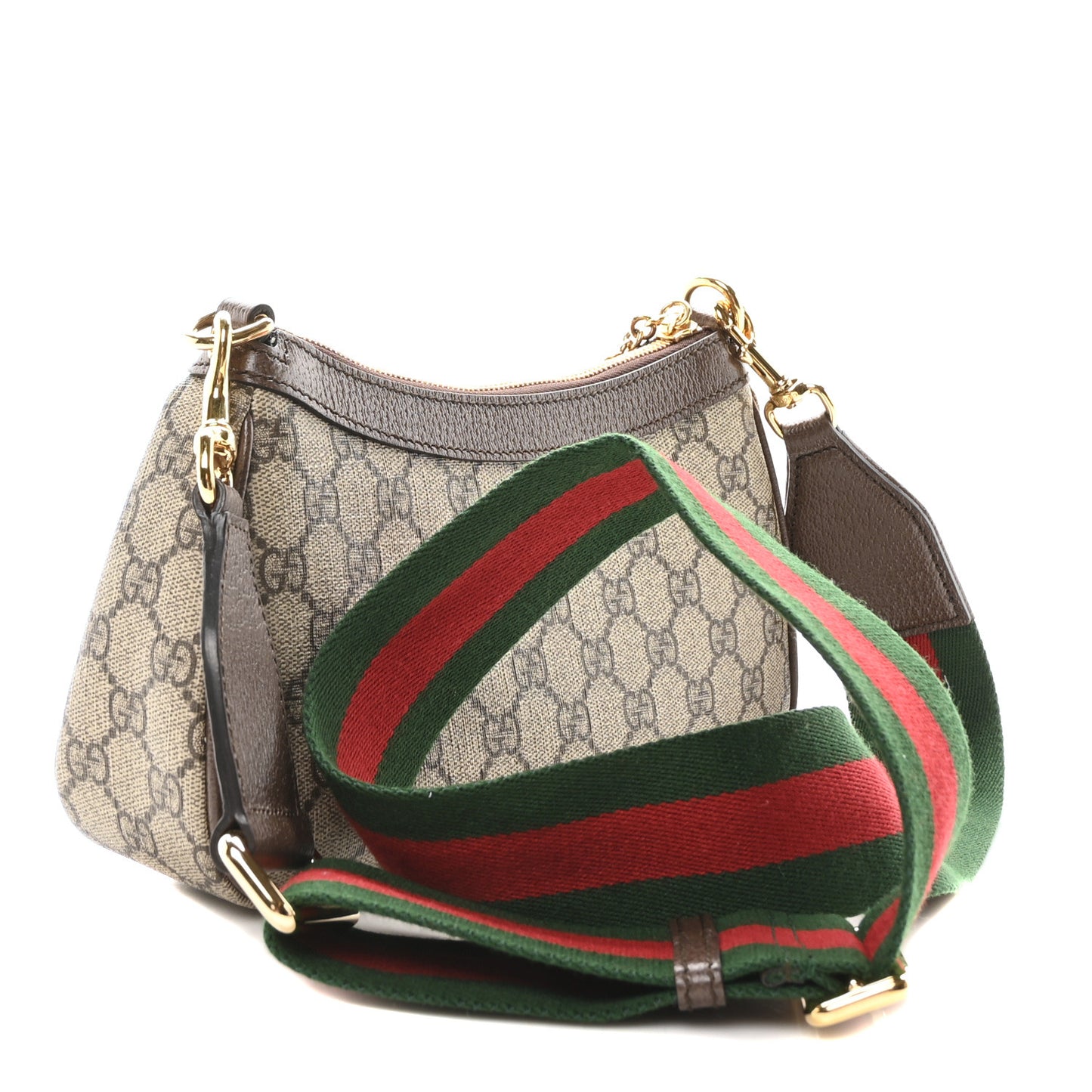 GG Supreme Monogram Textured Dollar Calfskin Web Small Ophidia GG Handbag Beige Ebony New Acero