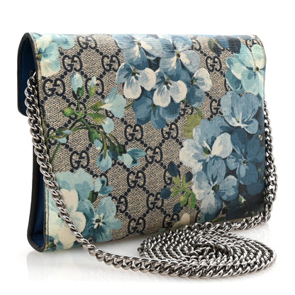 Gucci GG Supreme Monogram Blooms Mini Dionysus Chain Wallet Beige Blue Navy Vintage Blue 3 of 10