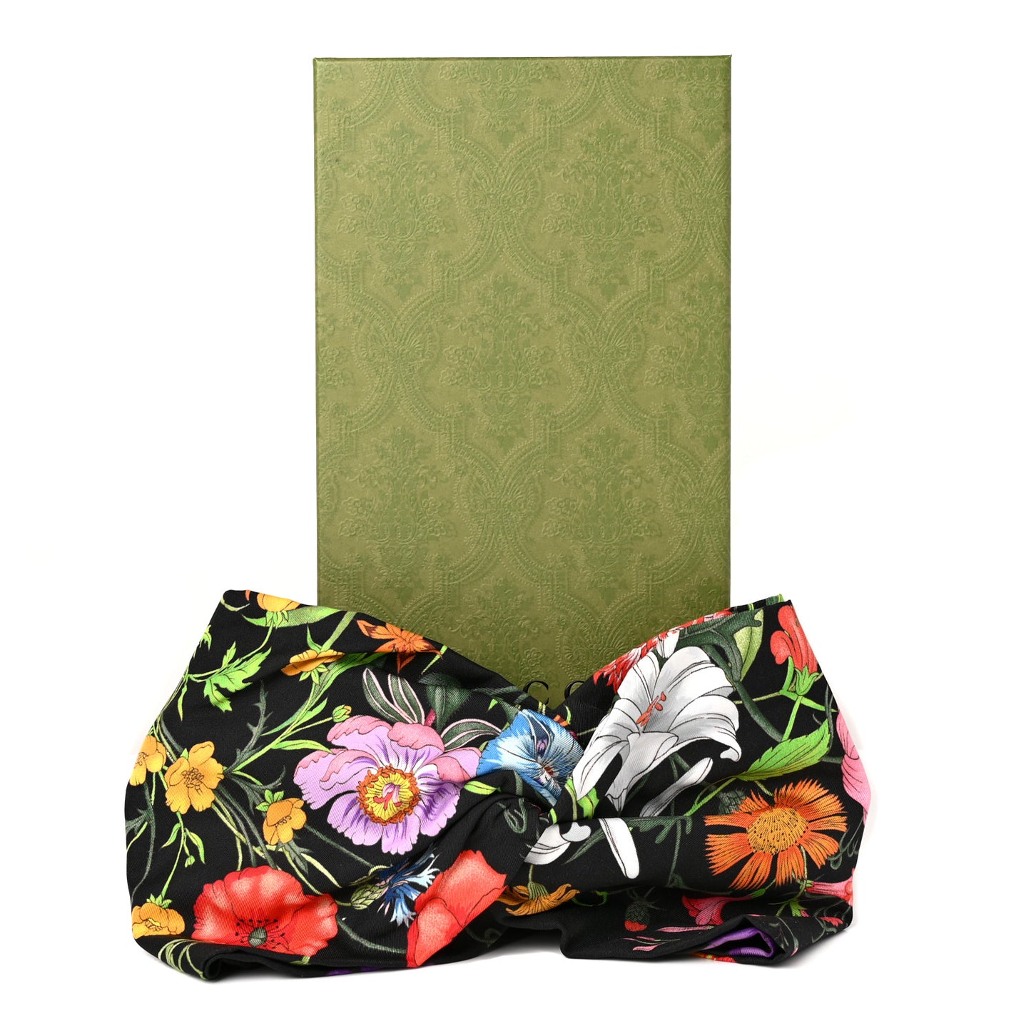 Silk Monogram Flora Print Headband M Black