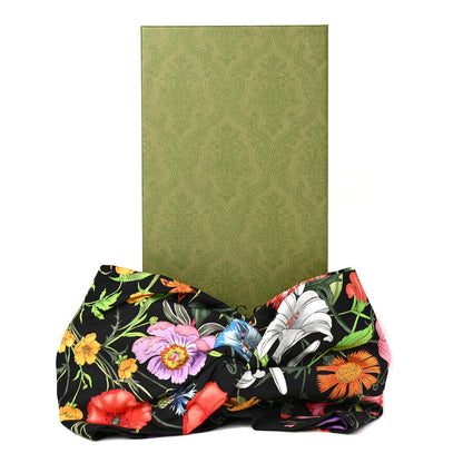 Gucci Silk Monogram Flora Print Headband M Black 6 of 6