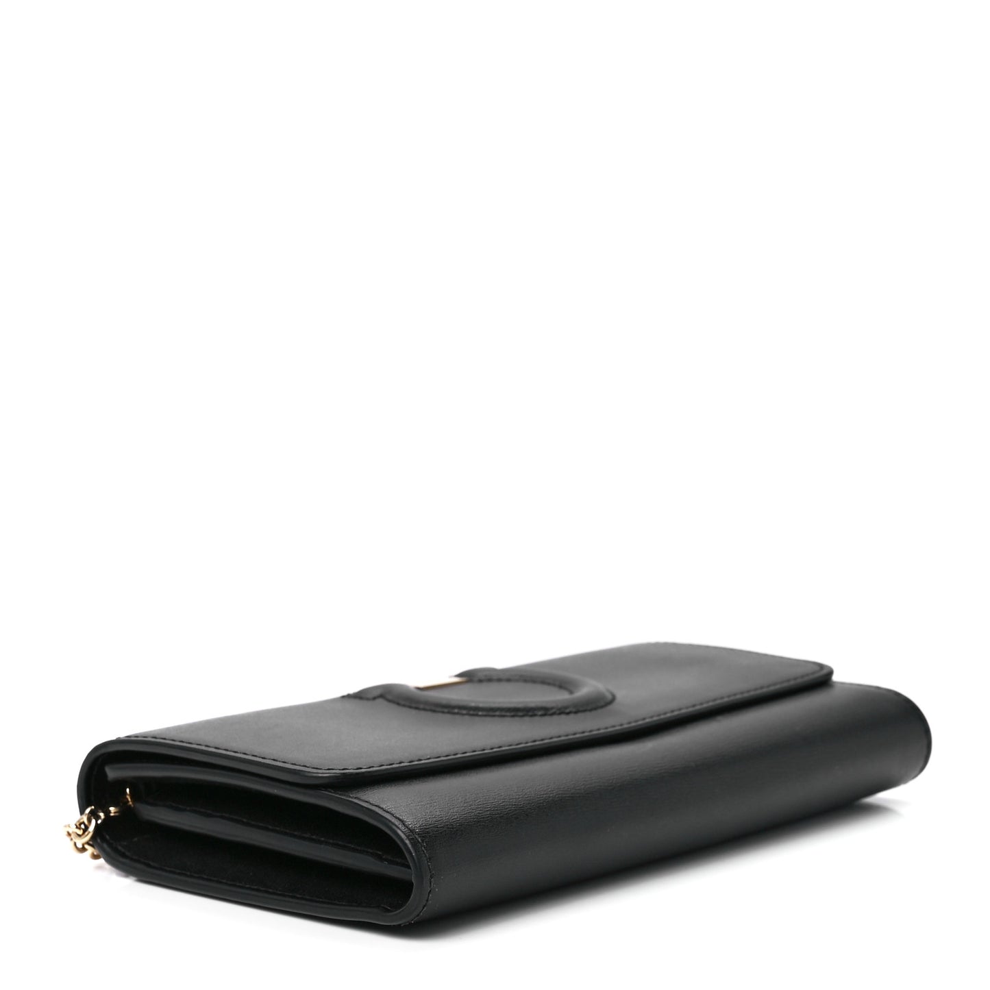Calfskin City Wallet On Chain Black Lipstick