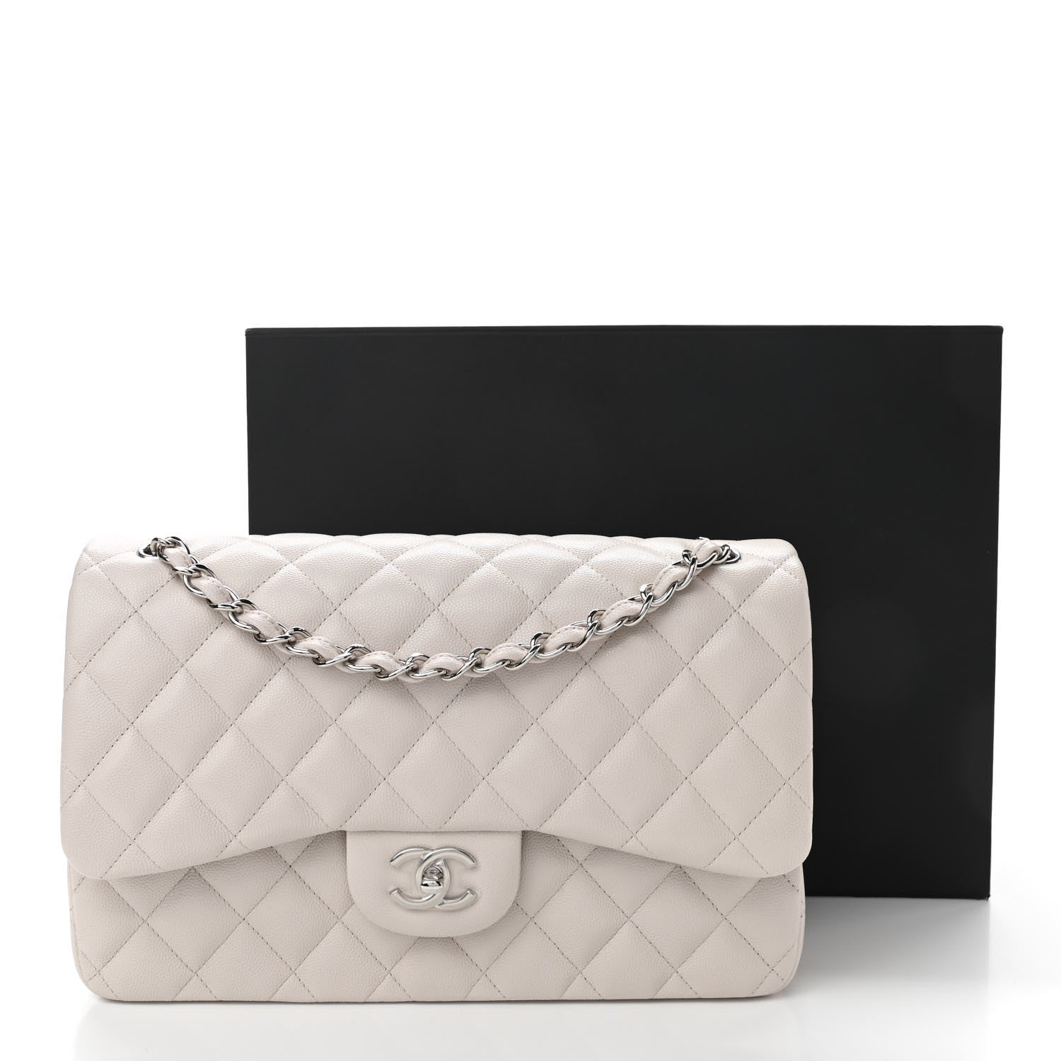 Chanel Caviar Quilted Jumbo Double Flap Ivory 11 of 11
