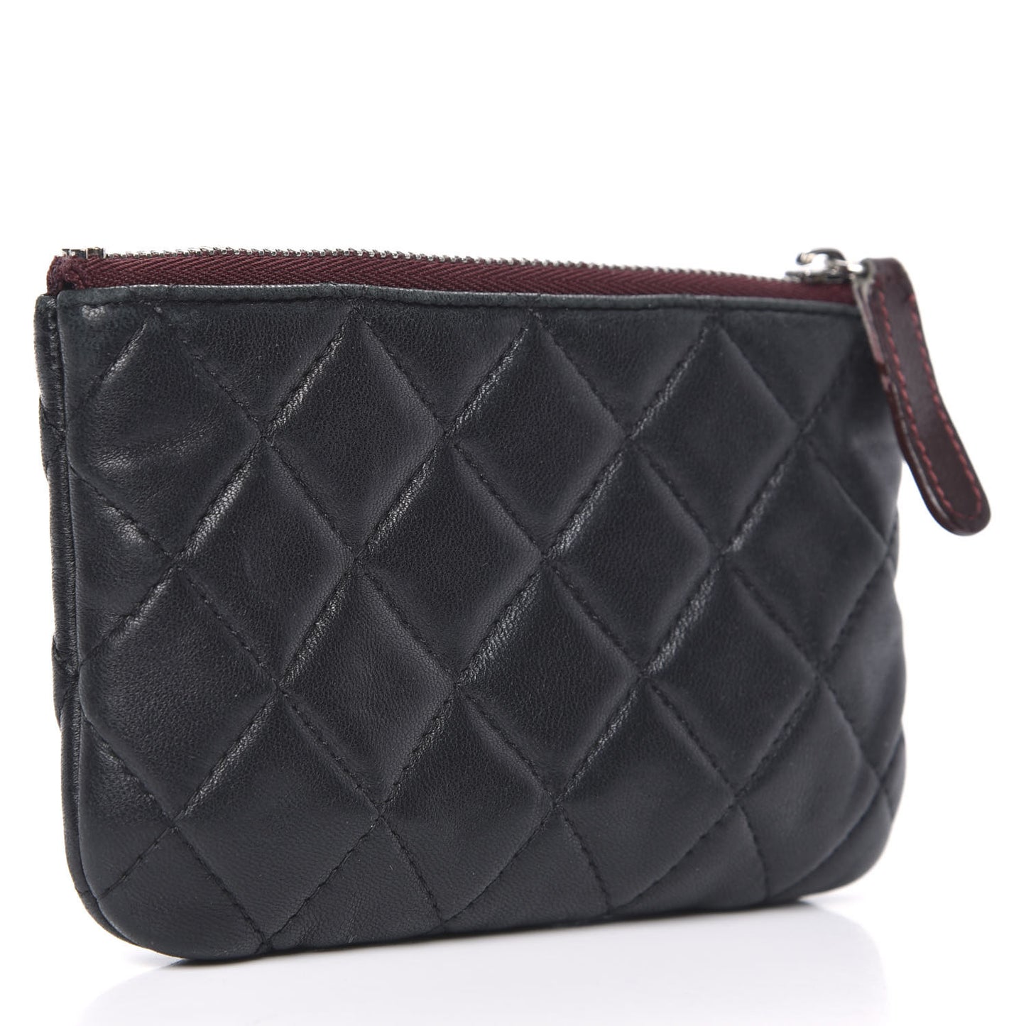Lambskin Quilted Small Cosmetic Case Black