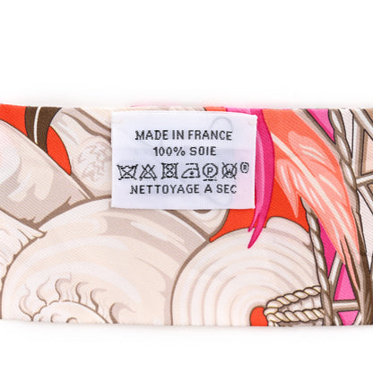 Hermes Silk La Danse Pacifique Twilly Orange Fuchsia Kaki 3 of 4
