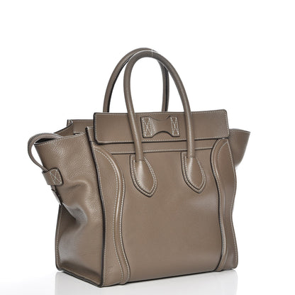 Celine Drummed Calfskin Mini Luggage Souris 3 of 10