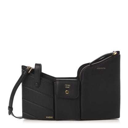 Fendi Vitello Grace 3 Pocket Mini Crossbody Bag Matte Black 1 of 11