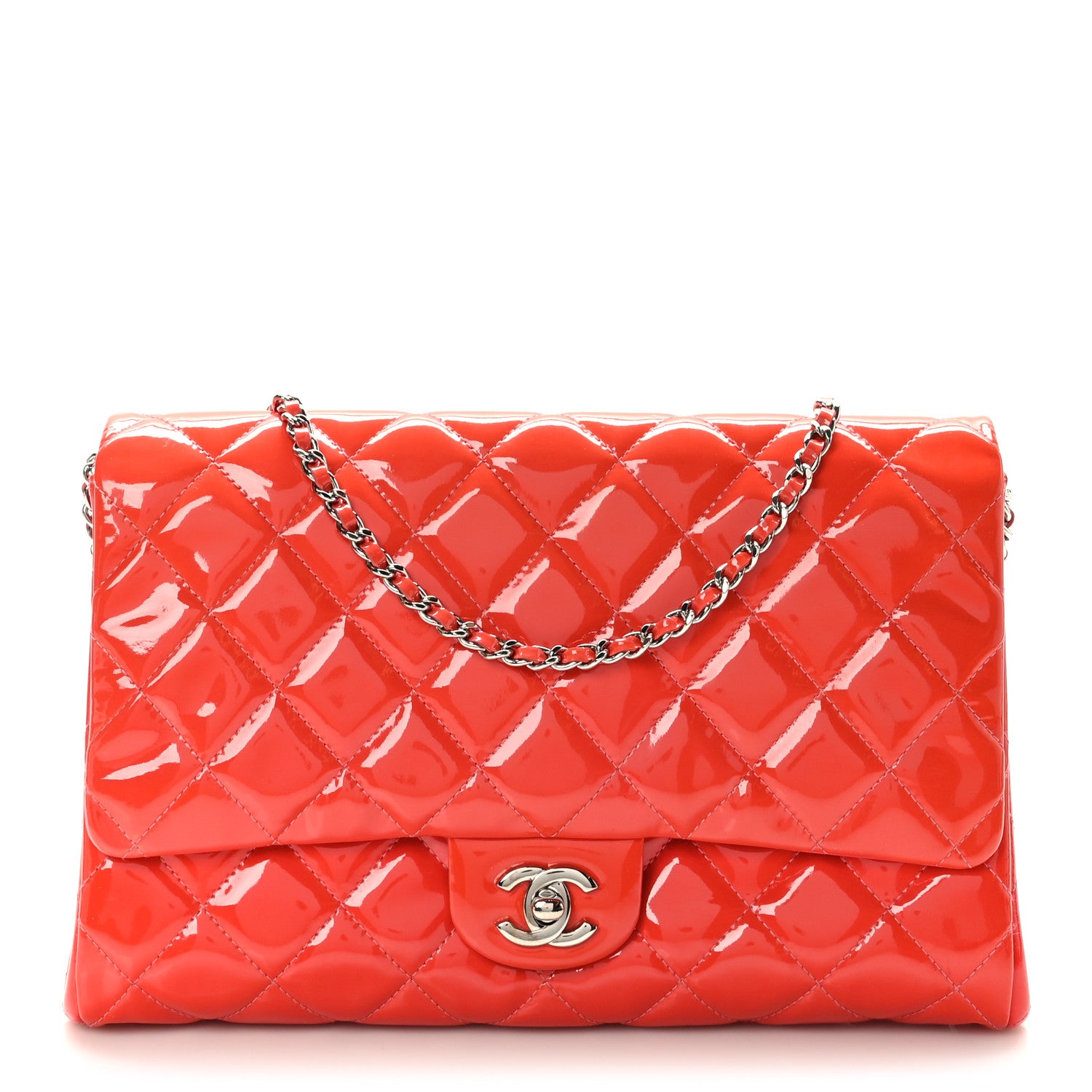 Chanel Patent Quilted Clutch With Chain Flap Fuchsia 1 of 9