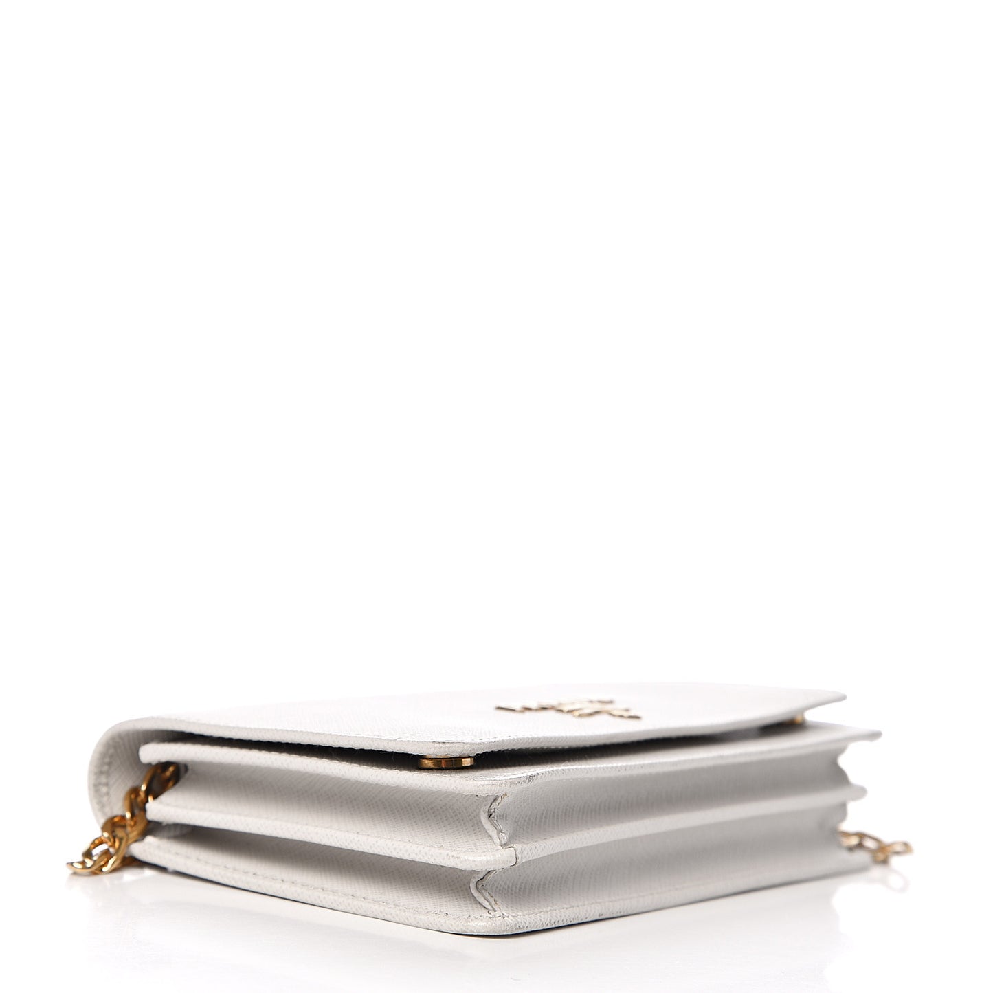 Saffiano Lux Chain Wallet White