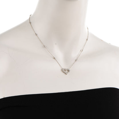 Tiffany Platinum Diamond Heart Station Pendant Necklace 2 of 5