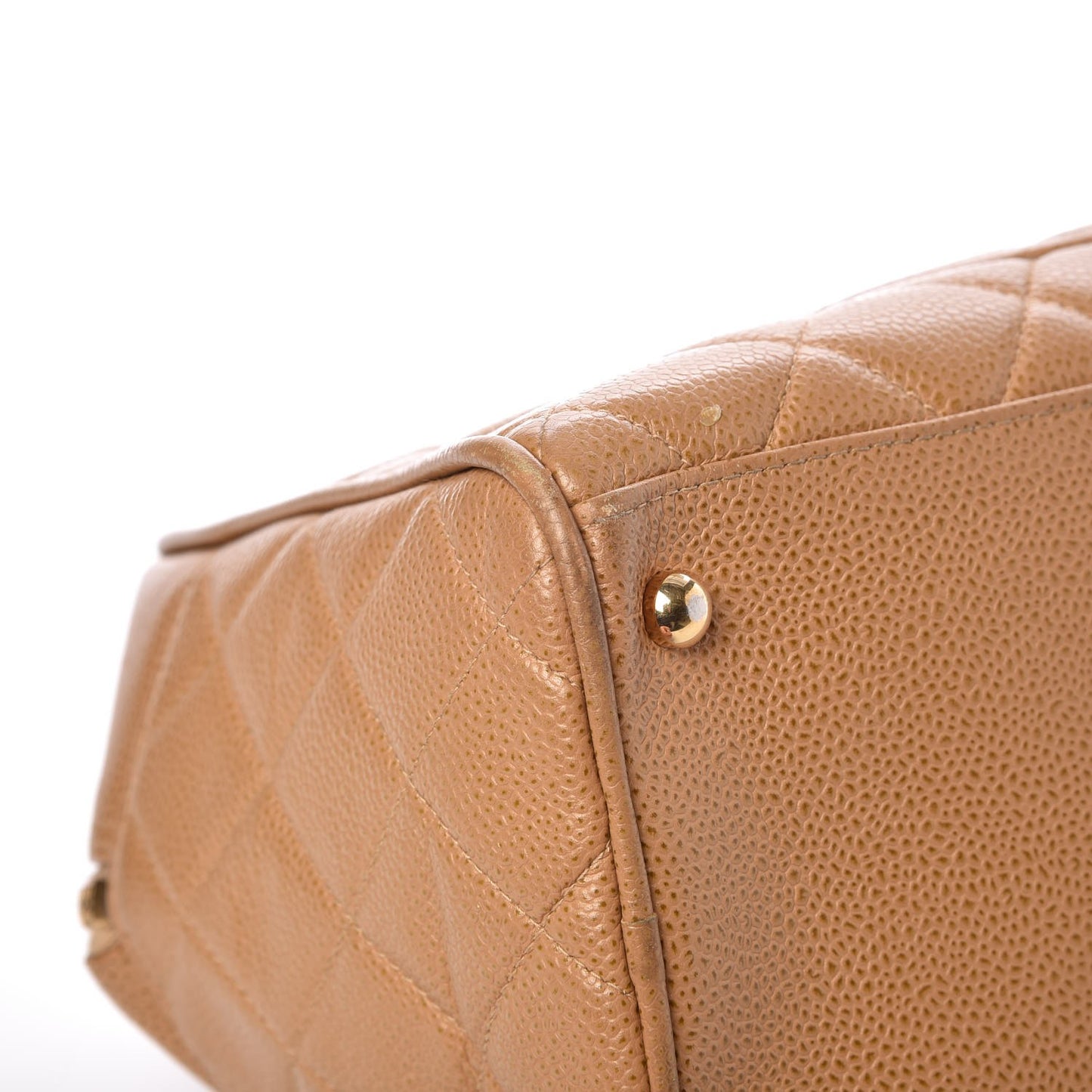Caviar Quilted Large Bowler Bag Beige